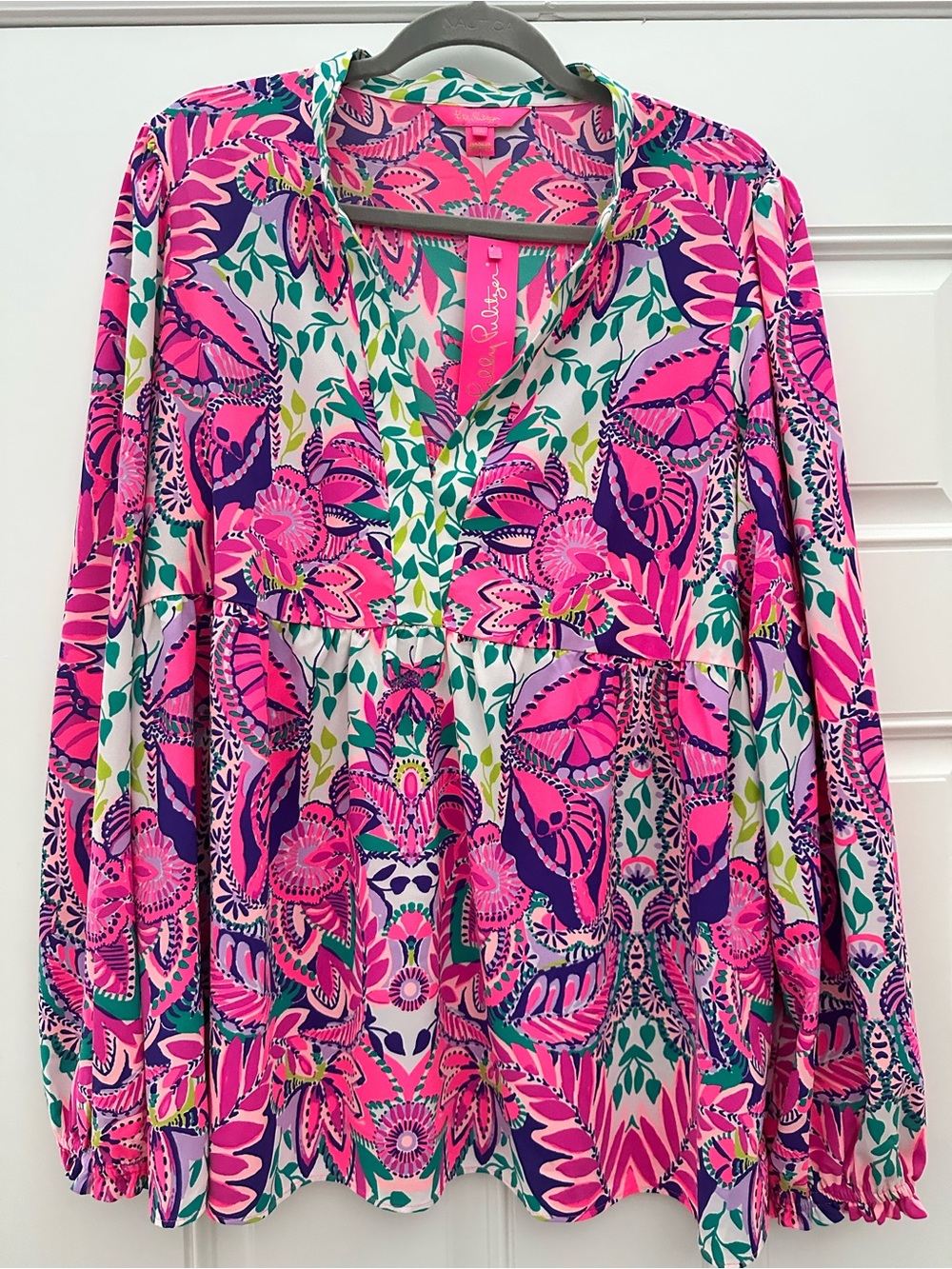 Lilly Pulitzer Pink, Green and Blue Floral V-Neck Winona Stretch Tunic